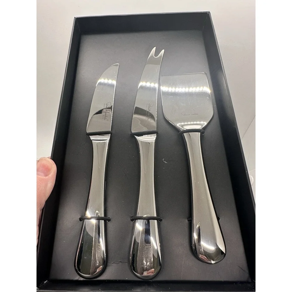 Crate & Barrel Caesna Cheese Knives Set 3 Robert Welch Stainless Steel Boxed